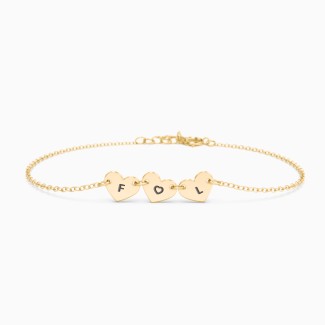 Engravable 3 Initial Heart Bracelet