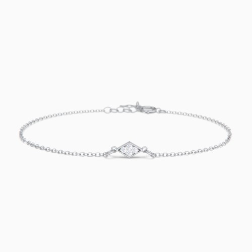 Diamond Shape Charm Bracelet with Pavé Stones