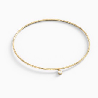 Dainty Bangle with Gemstone Charm