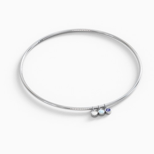 Classic Bangle with 3 Gemstone Charms