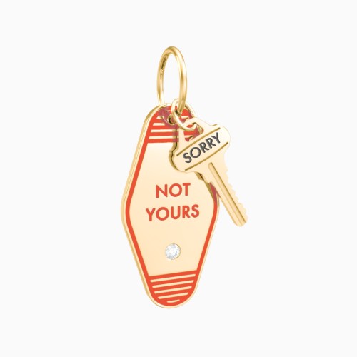 Not Yours Engravable Retro Keychain Charm with Accent - Orange