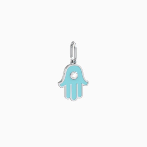 Hamsa Cold Enamel Charm with Accent