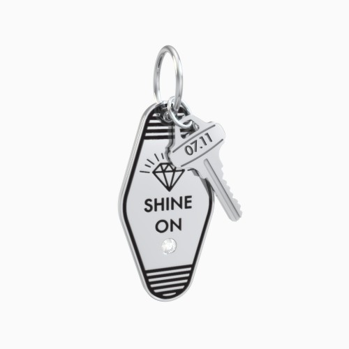 Shine On Engravable Retro Keychain Charm with Accent - Black
