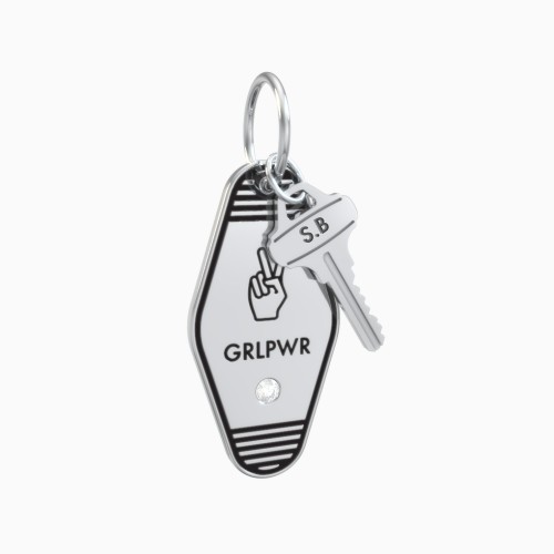 GRLPWR Engravable Retro Keychain Charm with Accent - Black