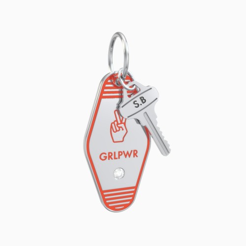 GRLPWR Engravable Retro Keychain Charm with Accent - Orange