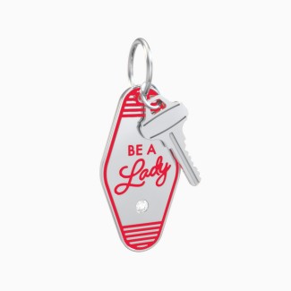 Be A Lady Engravable Retro Keychain Charm with Accent - Red