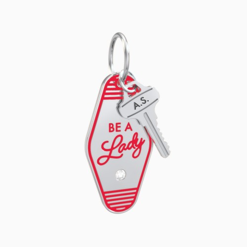 Be A Lady Engravable Retro Keychain Charm with Accent - Red