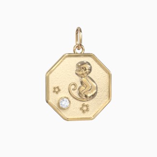 Year of the Monkey Engravable Zodiac Medallion Charm