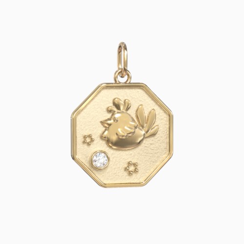 Year of the Rooster Engravable Zodiac Medallion Charm