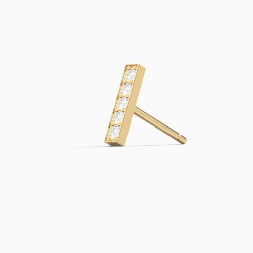 Short Bar Single Stud Earring With Accents