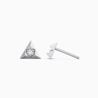 Triangle Stud Earrings with Gemstone