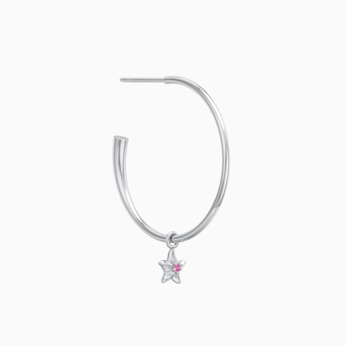 Large Open Single Hoop Earring with Starfish Charm and Accent