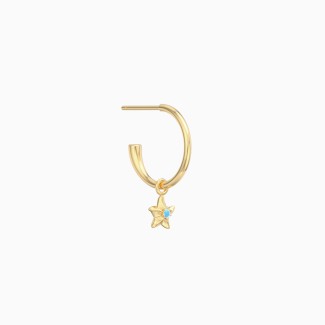 Small Open Single Hoop Earring with Starfish Charm and Accent