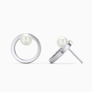 Open Circle Studs with Freshwater Pearls