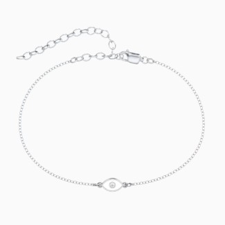 Evil Eye Anklet with Accent and Cold Enamel - White