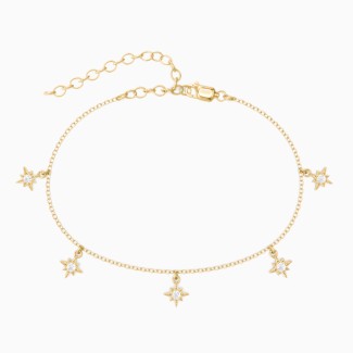 Starburst Charm Anklet with Accents