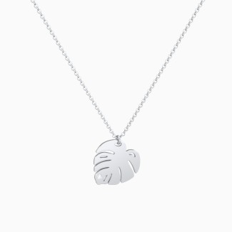 Monstera Leaf Necklace with Accent