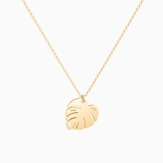 Monstera Leaf Necklace with Accent