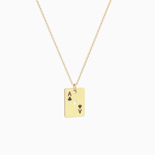 Ace of Clubs Playing Card Charm Necklace