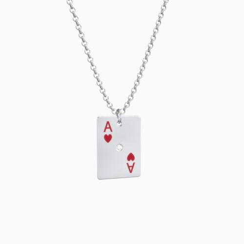 Large Ace of Hearts Playing Card Charm Necklace