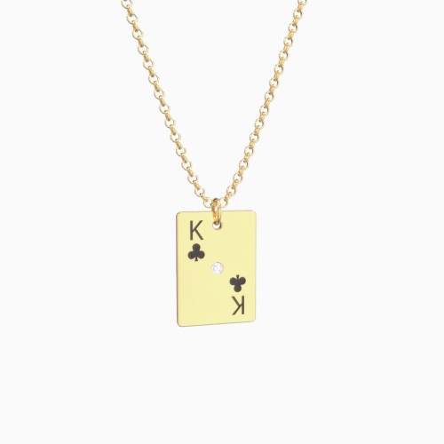 Large King of Clubs Playing Card Charm Necklace