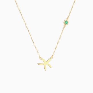 Starfish Necklace with Bezel Set Gemstone
