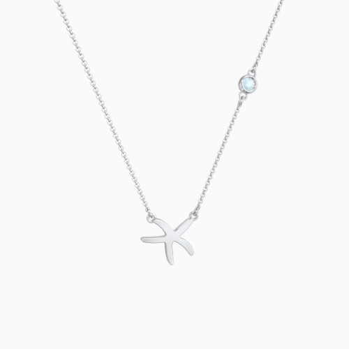 Starfish Necklace with Bezel Set Gemstone
