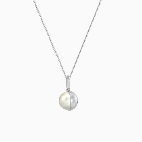 Engravable Half-Cup Pearl Charm Necklace