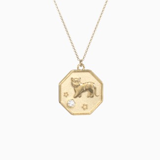 Year of the Tiger Engravable Zodiac Medallion Necklace
