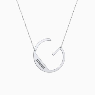 Engravable Asymmetrical Initial Necklace - G