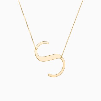 Engravable Asymmetrical Initial Necklace - S