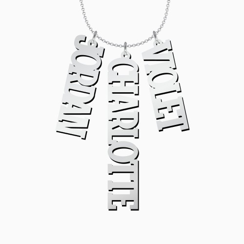 Personalized Varsity Vertical 3 Names Necklace