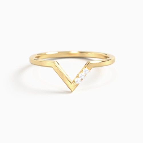V-Shape Stackable Ring with Accent Stones