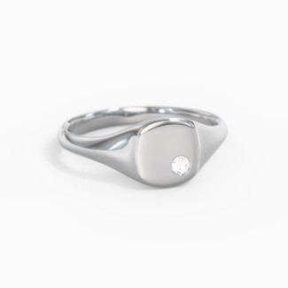 Square Signet Ring with Gemstone