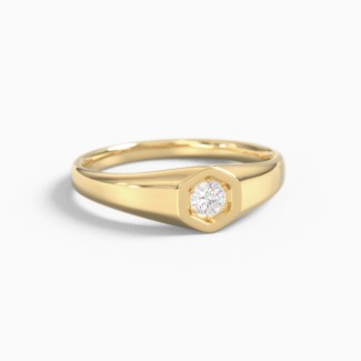 Hexagon Signet Ring with Gemstone
