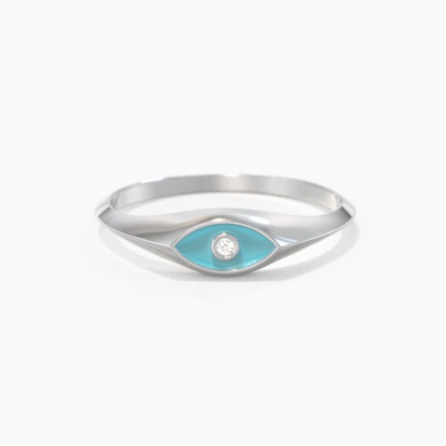 Evil Eye Signet Ring with Accent Stone