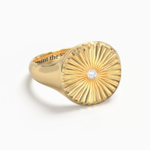 Sunburst Signet Ring with Gemstone