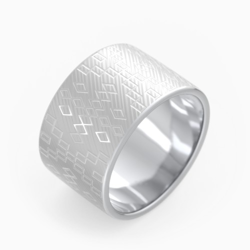 Cigar Band Ring with Scattered Square Texture