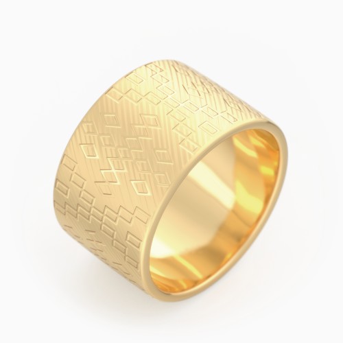 Cigar Band Ring with Scattered Square Texture