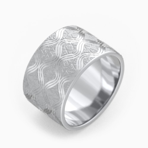 Cigar Band Ring with Wavy Texture
