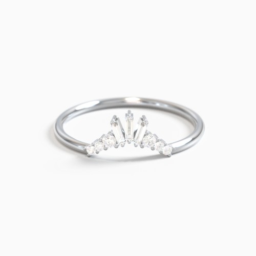 Dainty Curved Tiara Baguette Contour Band