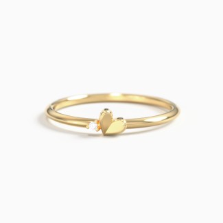 Dainty Folded Heart Ring with Accent
