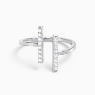 Double Bar Open Cuff Ring with Accents