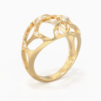 Organic Cut-out Dome Statement Ring With Accents