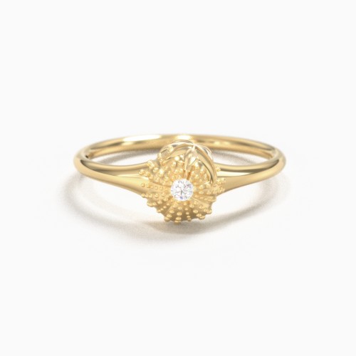 Starfish And Urchin Ring With Accent