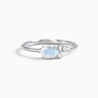 East-West Oval Gemstone Ring with Accents