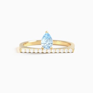 Offset Pear Gemstone Ring with Pave Accents
