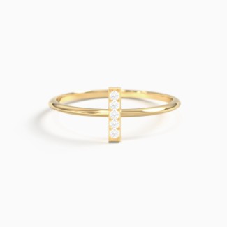 Dainty Vertical Bar Ring with Accents