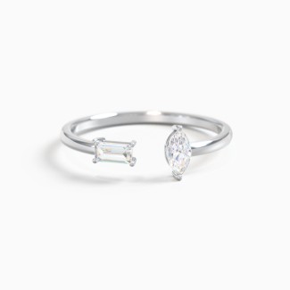 Baguette & Marquise Gemstone Open Cuff Ring