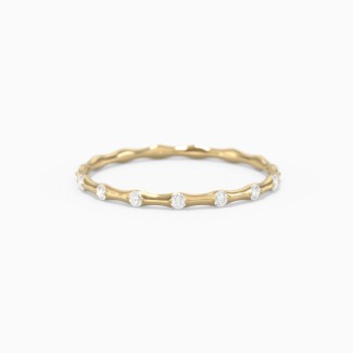 Dainty Stackable Half Eternity Ring with Bezel Set Accents